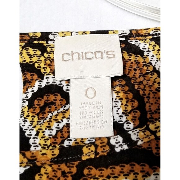 CHICO'S Sunflower Medallion Flare Sleeve Top Chicos 0 Small 4 Brown Black Gold - Picture 4 of 10